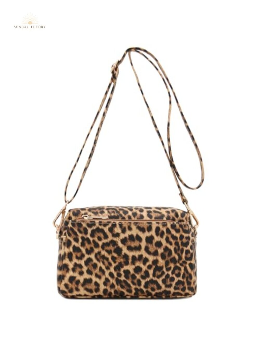 Animal Print Faux Leather Triple Zip Crossbody Bag Adjustable Strap